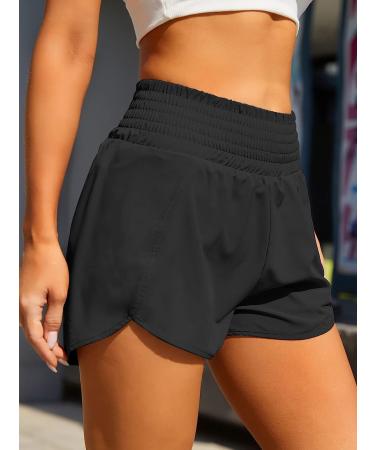 BMJL Women's High Waisted Running Shorts with Pocket - Black, Medium - Buy Online on SooperMarket.com