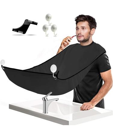 1DOT2 BART apron with beard stencil and shaving cloak gift for husband men waterproof barhaar caught cloth for beard hair shaving shave beard design beard forms black 109*79cm black