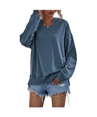 Cuddly sweater women women's autumn winter single -colored quadratic collar loose version plus fleece hoodie casual style suitable for daily party outdoor travel lahas time hoodie ladies rope dark blue xl