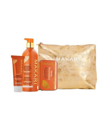 MAKARI Extreme Argan & Carrot Oil 3 Piece Gift Set - Exfoliating Soap Tone Boosting Body Lotion & Face Cream Ideal for All Skin Types Botanical Self Care Kit for Women