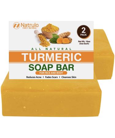 Natural Turmeric Soap Bar for Face & Body   Turmeric Skin Brightening Soap for Dark Spots  Intimate Areas  Underarms   Turmeric Face Wash Reduces Acne  Fades Scars & Cleanses Skin   5oz Turmeric Bar Soap for All Skin Typ...
