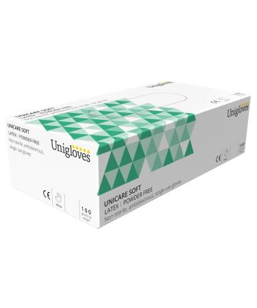 Unigloves Unicare Latex GS0015 Examination - Multipurpose Powder Free Disposable Gloves Box of 100 Gloves Natural Extra Large XL