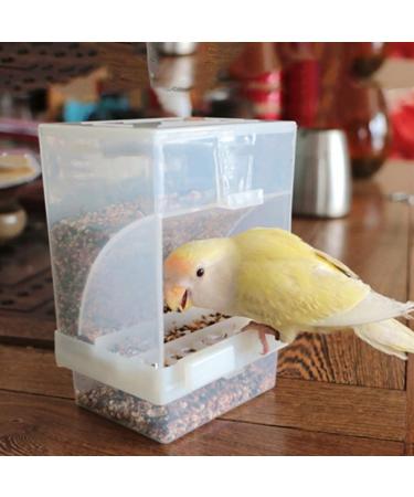 PINVNBY No-Mess Bird Feeder for Parrots - Seed Food Container with Perch - Ideal for Budgerigar, Canary, Cockatiel, Finch, Parakeet, and More - Buy Online on SooperMarket.com