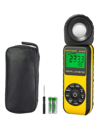Light Meter, lux Meter AP-881E Recording Light Meter for Plants with Display 3999(Range from 1300,000Lux), Lux/Fc Unit, MAX/MIN, Back Light, Data Hold, Data Storage AP-881E(0.01300,000 Lux)