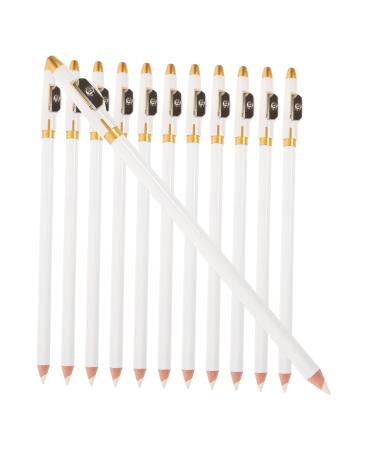 Gogogmee 12pcs Eyebrow Pencil Sharpener Women Eyebrow Pencil Makeup Brow Pencil Eyeliner Pencil White Wooden