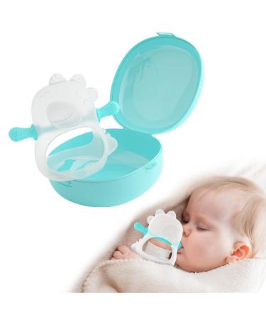bybeleca Baby Teething Toys 0-12 Months Silicone Hand Teethers for Babies Infants Anti Drop Dinosaur Chew Toys with Case Blue z-Blue