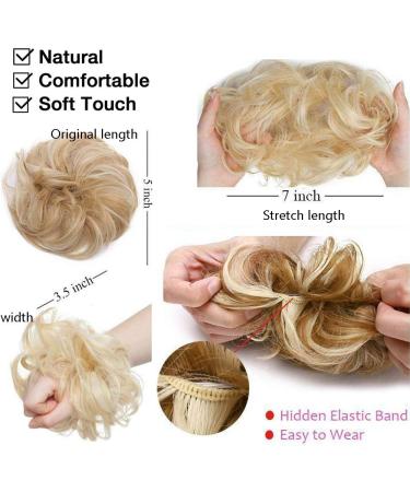 Silver Gray Messy Hair Bun Scrunchie Extension for Women | Curly Wavy Chignon Updo Hairpiece and Ponytail Accessory - Buy Online on SooperMarket.com