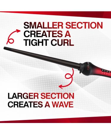 CHI Lava Tapered Hairstyling Wand - Versatile Curling Iron for Medium & Long Hair - Flawless Curls with Lower Temperature - 3/8 to 3/4 Barrel - Buy Online on SooperMarket.com