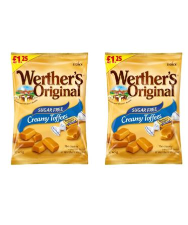 Werthers Original Creamy Toffees SUGAR FREE Sweets Candies 2 x 65g Bags Multipack