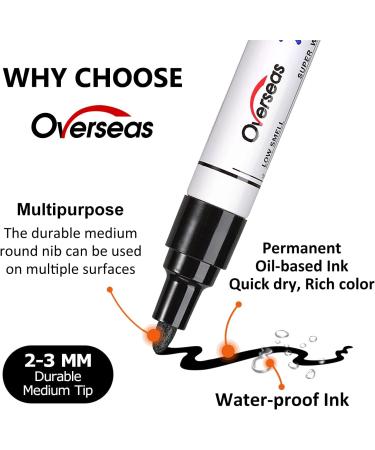 Blue Oil Based Paint Markers Pens - Waterproof & Quick Drying - 3 Pack Medium Tip for Metal, Wood, Fabric & More - Buy Online on SooperMarket.com