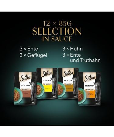 Sheba Selection in Sauce Cat Food - Poultry Variation for Adult Cats - 48 Portion Bags (4 Pack x 12 x 85g) - Premium International Shipping - Buy Online on SooperMarket.com