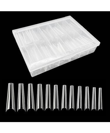 JZK 240x XXL Clear Half Cover Extra Long Coffin Nail Tips For Acrylic Extensions C Curve False Nail Tips Long For Gel And Acrylic Nails Finger Nail Extension Tips