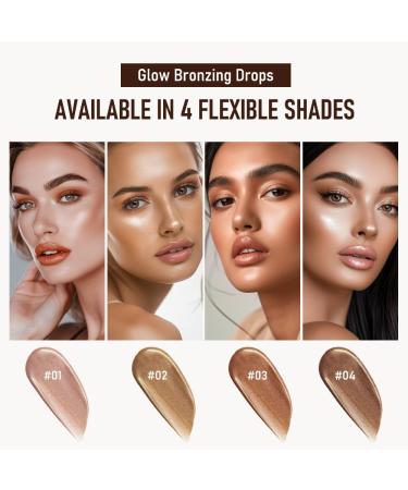 Bronzing Drops for Face & Body | Liquid Glow Illuminator | Waterproof Shimmer Oil | Nourishing Champagne Highlighter - Buy Online on SooperMarket.com