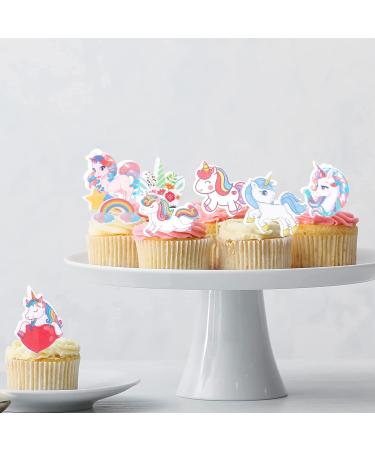 Catelves 80-Piece Unicorn Edible Cake & Cupcake Decorations | Perfect Unicorn Themed Party Supplies - Buy Online on SooperMarket.com