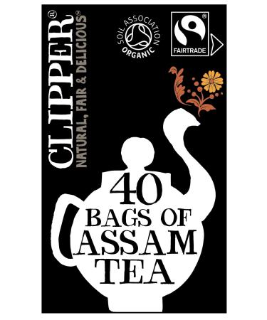 Clipper Tea Fairtrade Organic Assam 40 Tea Bags (Set of 6 Total 240 Teabags) | Unbleached Plastic Free Plant Based & Biodegradable Tea Bags