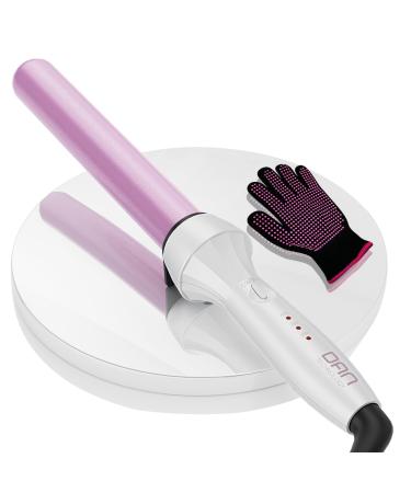 DAN Technology Curling Wand 1 inch Temperature Adjustable Tourmaline Impregnated Ceramic Barrel Dual Voltage 60 min Shut Off Curling Iron for Natural Curls and Long-lasting Hairstyles 1 inch White