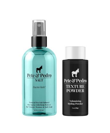 Pete & Pedro Natural Sea Salt Spray 8 oz. & Texture Powder 1 oz. Combo - Adds Instant Volume Texture & Thickness to Hair | Medium Hold Matte Finish Restyle at Will & Enhances Curls & Waves