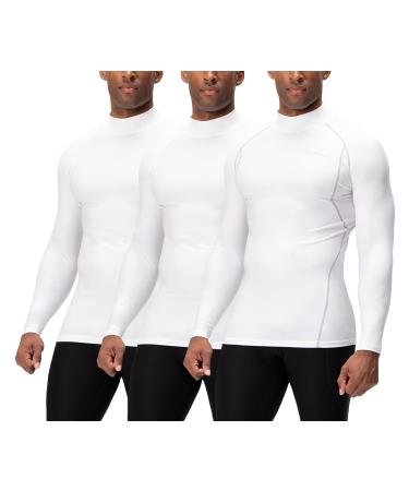 DEVOPS 3 Pack Men's Athletic Turtle Neck Long Sleeve Compression Shirts X-Large 1# (3 Pack) White / White / White(gray)