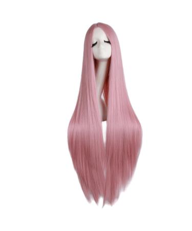 MapofBeauty 40"/100cm Natural Soft Straight Long Cosplay Wig (Rouge Pink)