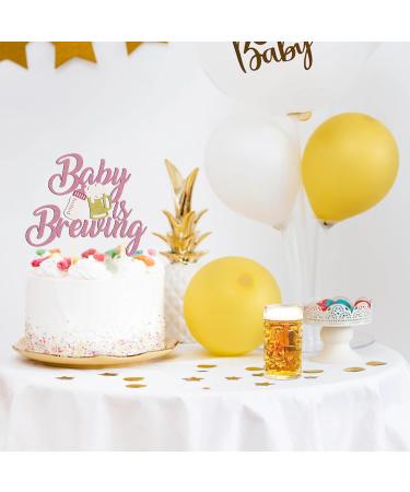 1 Pack Glitter Baby is Brewing Cake Topper for Beer Themed Baby Shower Decoration Beer Baby Gender Reveal Decoration (Pink baby) - Buy Online on SooperMarket.com