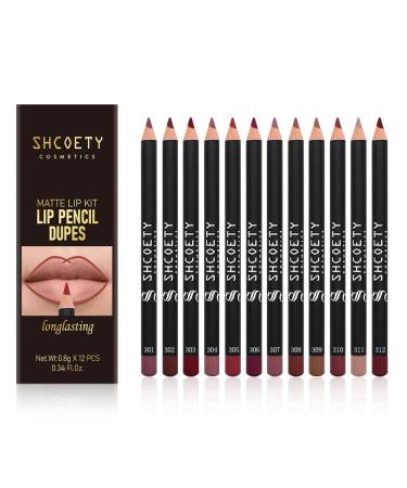 12 Colors Matte Lip Liner Set Long Lasting Waterproof Lip Liner Pencil Matte Velvet Lipstick Set Natural Soft High Pigmented Lip Makeup