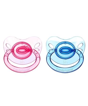 Landofgenie Adult Size Pacifier Large Shield Gloss Transparent Design 2 Paci Pack- Blue and Pink