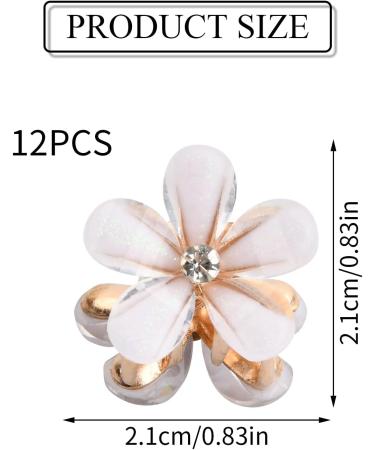 Xzeemo 12pcs Mini Flower Claw Clips Set - Non-Slip Hair Clips for Girls and Women - Ideal for Daily Wear, Parties, and Wedding Hairstyles - White - Buy Online on SooperMarket.com