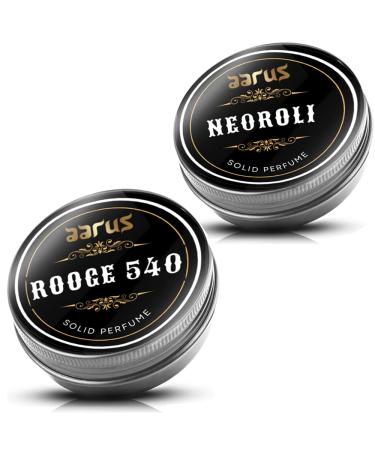 BlueQueen Solid Perfume with Cedar Wood Clary Sage Vetiver Sandalwood Cologne Balm for Men And Women Cologne Balm/2 PCS Rooge 540 And Neoroli Solid Perfume