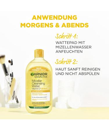 Garnier Micellar Water with Vitamin C - Gentle Makeup Remover & Radiant Skin - Skinactive All-in-One 700ml (1 Pack) - Buy Online on SooperMarket.com