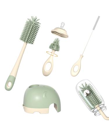 Baby Bottle Brush  Long Handle Silicone Bottle Brush Baby Bottle Brush Set for Baby Breast Pumps  Nipples  Breastmilk Storage Bag  Reusable Straws  Sippy Cups Bottle Brush with Stand