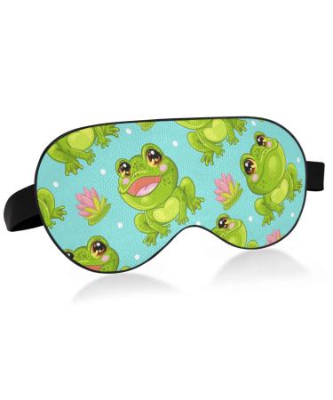 Haskirky Light Blocking Eye Mask Breathable and Adjustable Adult Men and Women Travel on Business Trips Yoga Meditation Light Smooth Comfortable Eye Mask Office Deep Sleep Goodies Frogs