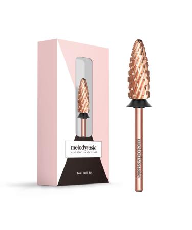 MelodySusie Long Flame Nail Drill Bits, 3/32'' Carbide Tungsten Bits, Suitable for Manicure Pedicure Cuticle Gel Polishing, Beginners Bits, Rose Gold, Series Bit-X, Extra Coarse Extra Coarse-XC Long Flame Bit