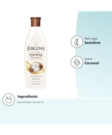 Jergens Hydrating Coconut Body Moisturizer 8 oz - Dermatologist Tested, Infused with Coconut Oil and Water for Long-Lasting Moisture - Buy Online on SooperMarket.com