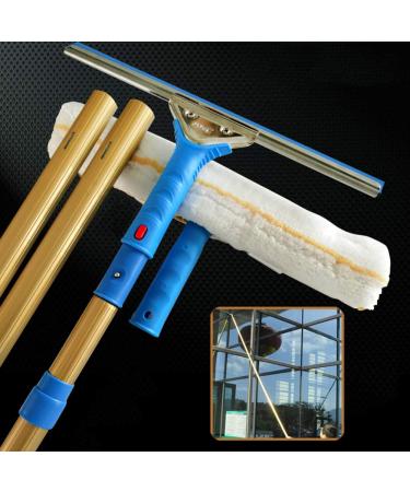 photovoltaic cleaner window cleaning pole Telescoping High Window Cleaner Window Cleaning Equipment 2 in 1 Microfiber Cloth and Rubber Squeegee 1.7-9.5 M Long Telescopic Pole Best for Lon 9.5m/31ft