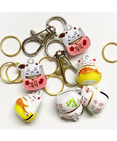 6 Pack Lucky Cat Collar Bells for Potty Training - White, Red, Yellow - Includes Free Clips & Key Rings - Buy Online on SooperMarket.com