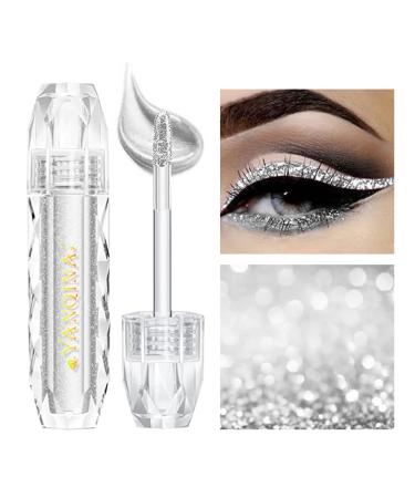 GL-Turelifes Liquid Glitter Eyeshadow Shiny Diamond Eyeliner Pen Shimmer Eye Shadow Long Lasting Waterproof Metallic Pigments Sparkling &Shimmer Eyes Makeup (01 Silver)
