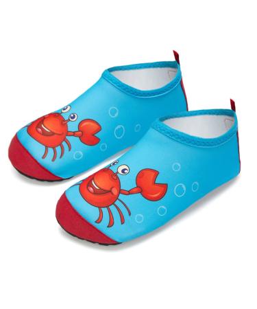 Kids Beach Swim Shoes Water Sport Shoes Barefoot Skin Boys Girls Baby Non-Slip Quick Dry Barefoot Aqua Socks Pool Surfing Yoga Garden 4/4.5 UK Child Red Crab