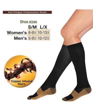 Compression Socks with Copper Fiber Stress Relief & Improved Blood Circulation | Ankle Support Socks for Diabetics & Nurses (S/M) - Buy Online on SooperMarket.com