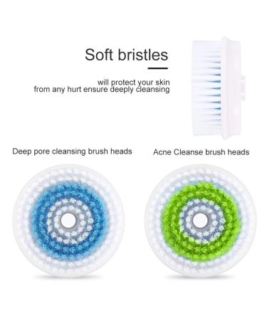 Deep Pore Acne Cleaning Brush Head Replacement - 2 Pack Blue & Green | Unclog Enlarged Pores - Buy Online on SooperMarket.com