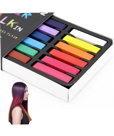 Hair Chalk 12 Colors Temporary Hair Dye Safe Hair Chalk for Kids Washable Temporary Hair Colour Pen Colorful Great Toy Temporary Hair Color for Halloween Carnival