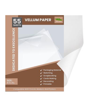 Paper Gator Vellum Paper  Pack of 55 Sheets 8.5 x 11 Inches Translucent Printable Sheets| 93 GSM Transparent Paper for Sketching |Tracing Paper for Art, Craft and Sewing., Clear (PG-V)