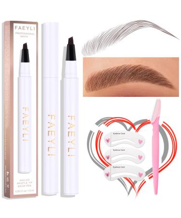 Eyebrow Pen Long-Lasting Waterproof Dark Brown Liquid Eyebrow Pen Tilted-pronged Tip Eye Brow Color Smudge-proof Eyebrow Pen for Women Daily Natural Eye Brown Makeup (4# Dark Brown)
