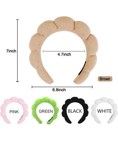 Spa Headband for Women- Bubble Skincare Headband with Wristbands- Terry Cloth, Soft Puffy Design- Black & Light Brown- Ideal for Face Washing and Makeup- Gift Idea - Buy Online on SooperMarket.com