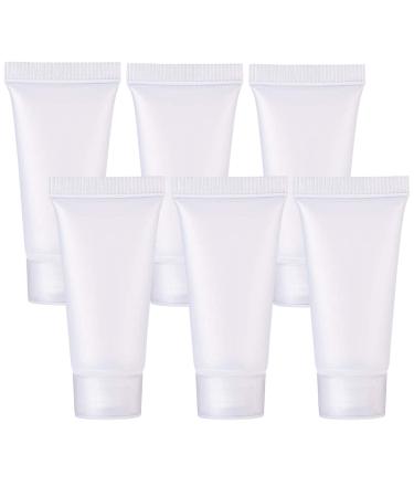 Alledomain 6Pcs 50g Empty Squeezable Soft Plastic Tubes Refillable Cosmetic Sample Vial Container with Flip Caps for Cream Shampoo Cleanser Shower Gel Lotion - Include 2pc Funnels & 12pc Labels