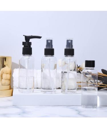 Lufevrm Travel Bottles Set - 4 Leakproof 100ml Refillable Spray & Pump Bottles with Transparent Bag for Shampoo & Perfume - Ideal for International Travel - Buy Online on SooperMarket.com