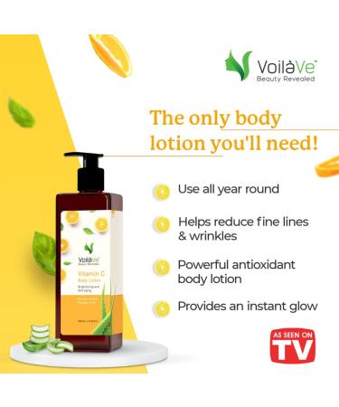 VoilaVe Daily Moisture Hydrating Body Lotion with Vitamin C, Aloe Vera & Lemon - 8.45 fl. Oz - Reduces Fine Lines & Wrinkles - For All Skin Types - As Seen On TV - Buy Online on SooperMarket.com