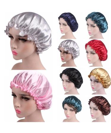 Women Satin Silk Sleeping Hat - Black Shower Cap for Lady Night Hair Care - Buy Online on SooperMarket.com