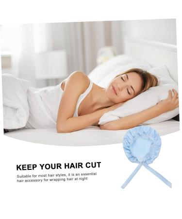 Silk Adjustable Hair Tie Bonnet for Sleeping - Blue | Healeved 1pc Soft Silk Hair Wrap Shower Cap for Night Sleep Care - Buy Online on SooperMarket.com