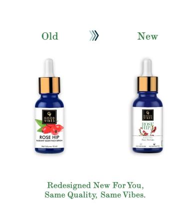 Good Vibes Rose Hip Radiant Glow Face Serum | Lightweight Anti-Aging Moisturizer for All Skin Types | Corrects Dark Spots | 10ml | Paraben & Sulfate Free | Cruelty-Free - Buy Online on SooperMarket.com