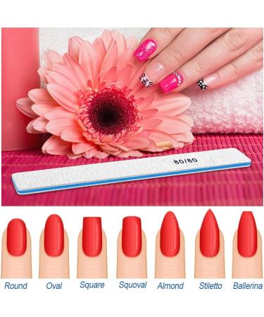 12pcs 80/80 Grit Jumbo Nail Files for Acrylic Nails - Professional Square Emery Boards for Manicure & Nail Techs - Buy Online on SooperMarket.com